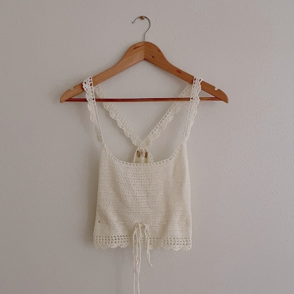 Altar'd State Tops - Altar’d State Crochet Crop Tank Top Ivory